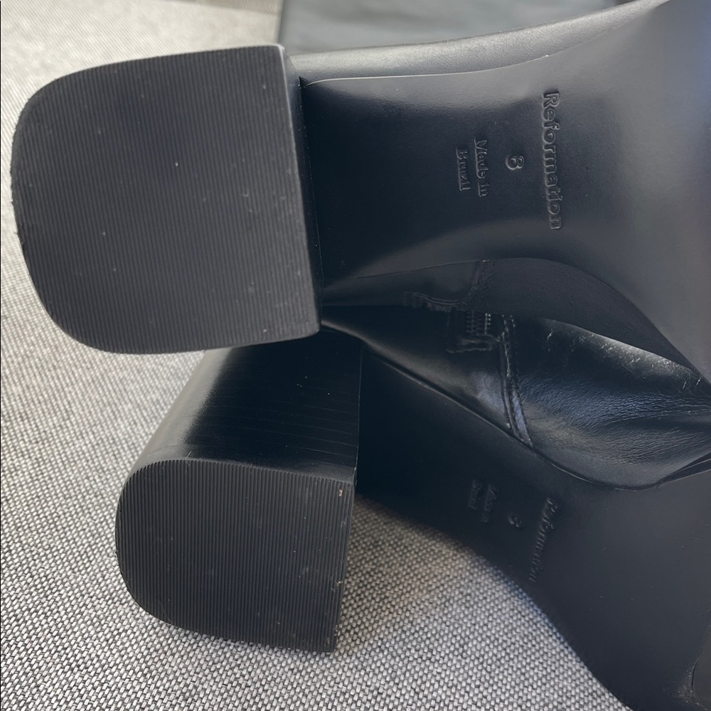 Reformation Nylah Knee High Boots Black Leather Size 8 - Picture 9 of 10